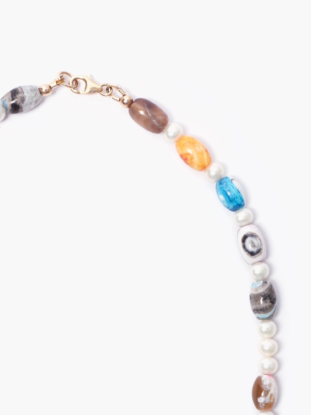 Multicoloured Agate Beads x Freshwater Pearl Necklace