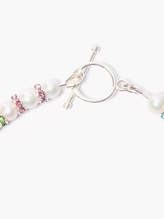 Rhinestone x Glass Pearl Necklace