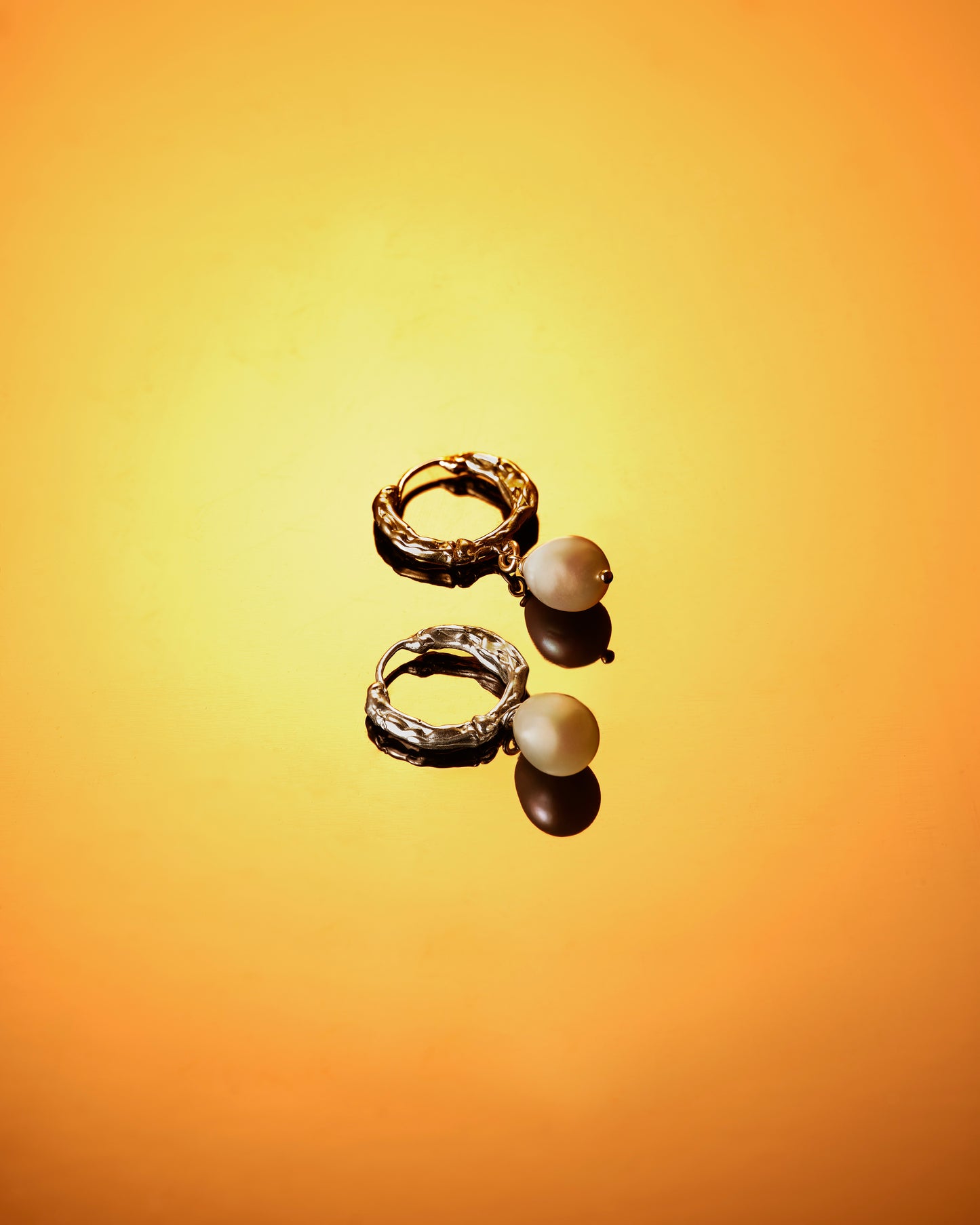 Gold Lava Pearl Hoop Earring