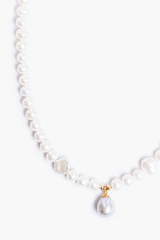 Freshwater Pearl x Keshi Pearl Necklace with Drop Pearl Pendant