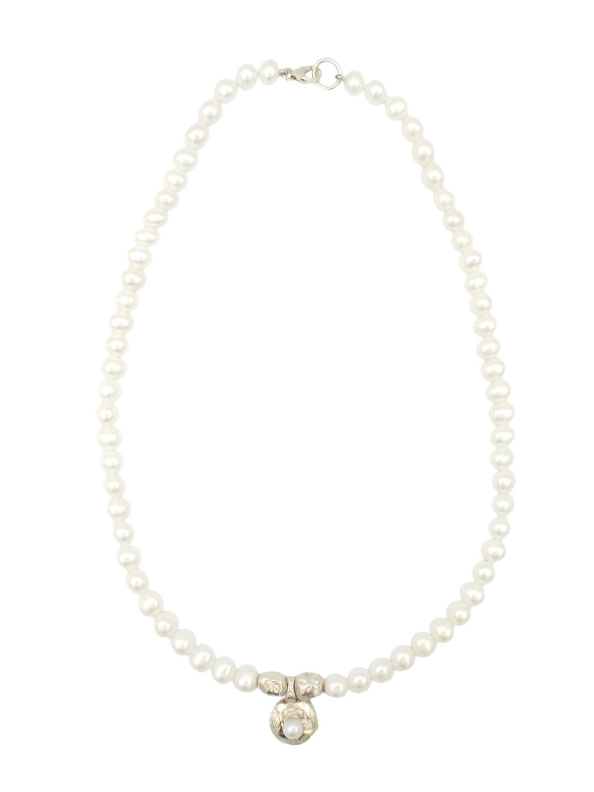 Freshwater Pearl Necklace x Silver Pearl Pendant