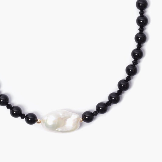 Onyx x Fireball Pearl Necklace