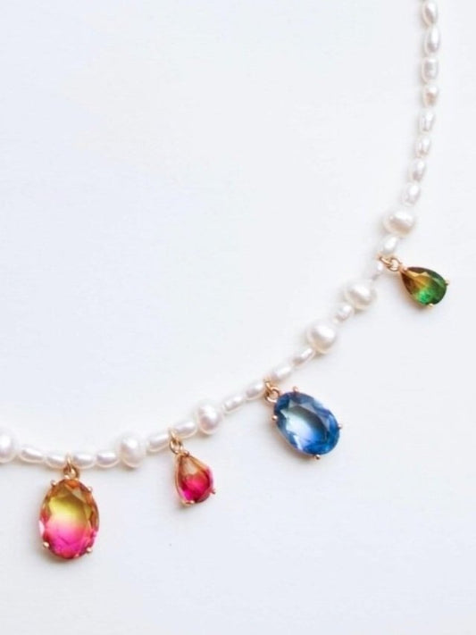 Freshwater Pearl Necklace X Jewel Pendants