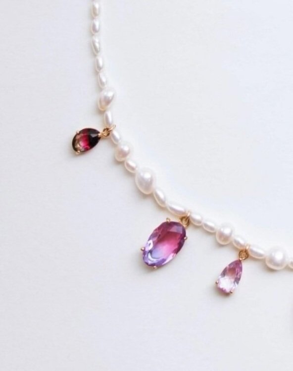 Freshwater Pearl Necklace X Jewel Pendants