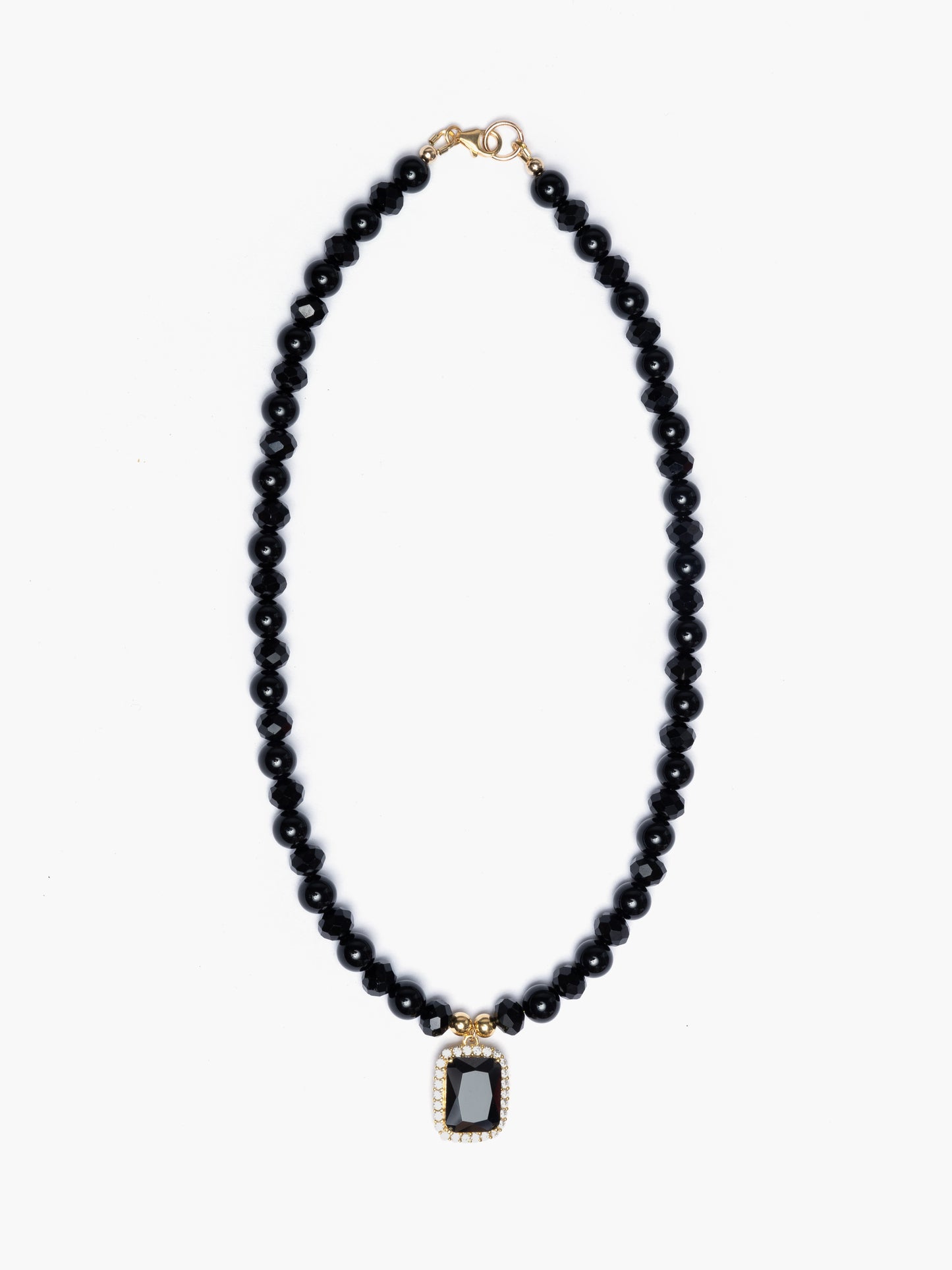 Onyx x Black Crystal Pendant Necklace