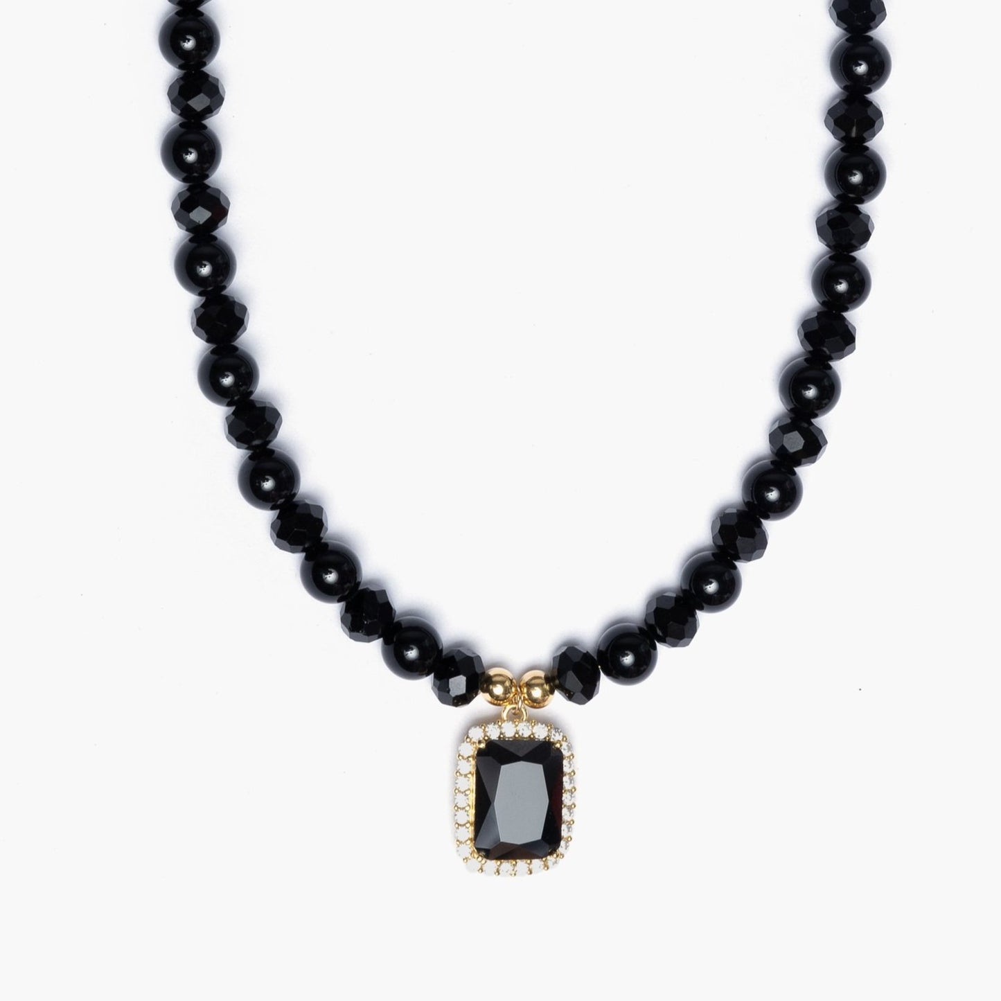 Onyx x Black Crystal Pendant Necklace