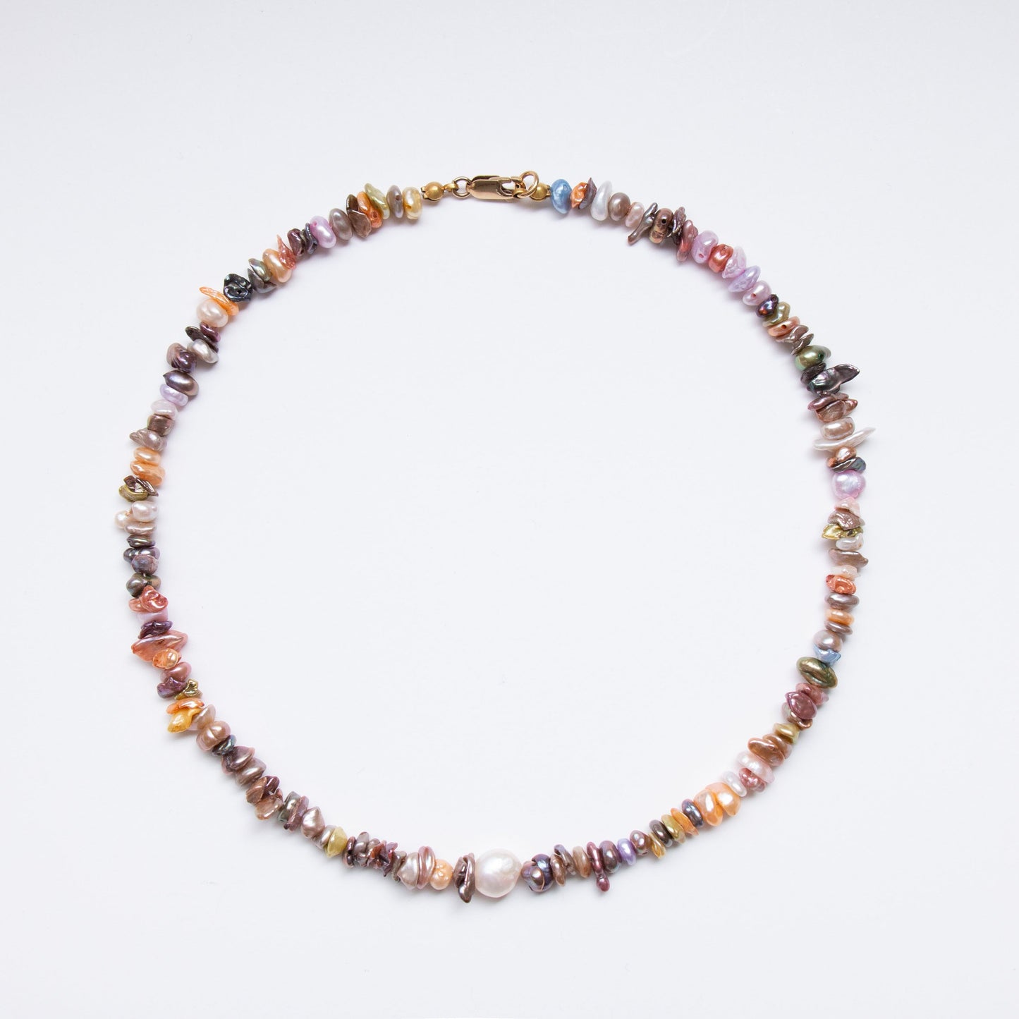 Rainbow Keshi Pearl Necklace
