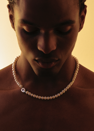 Freshwater Pearl Necklace x Silver Sapphire Link
