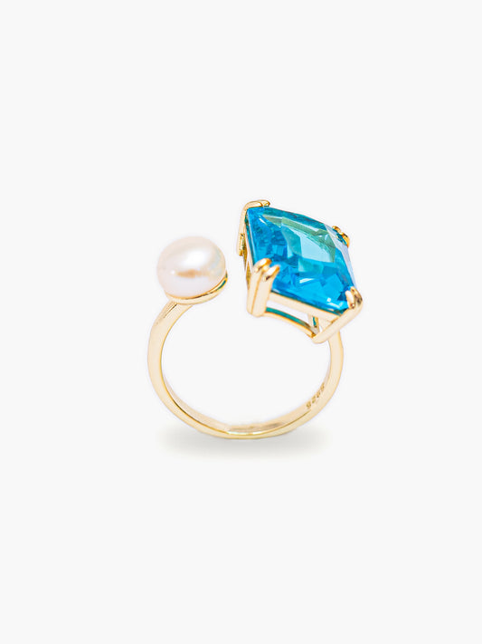 Aqua Marine x Freshwater Pearl Ring