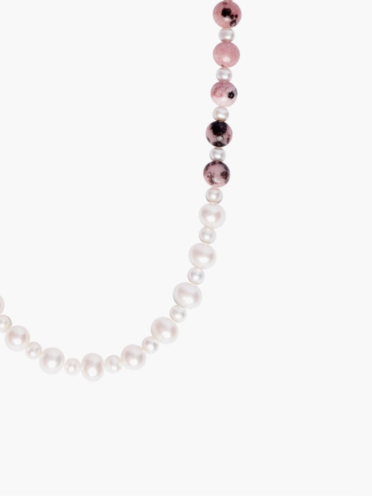 Pink Jade x Onyx x Freshwater Pearl Necklace