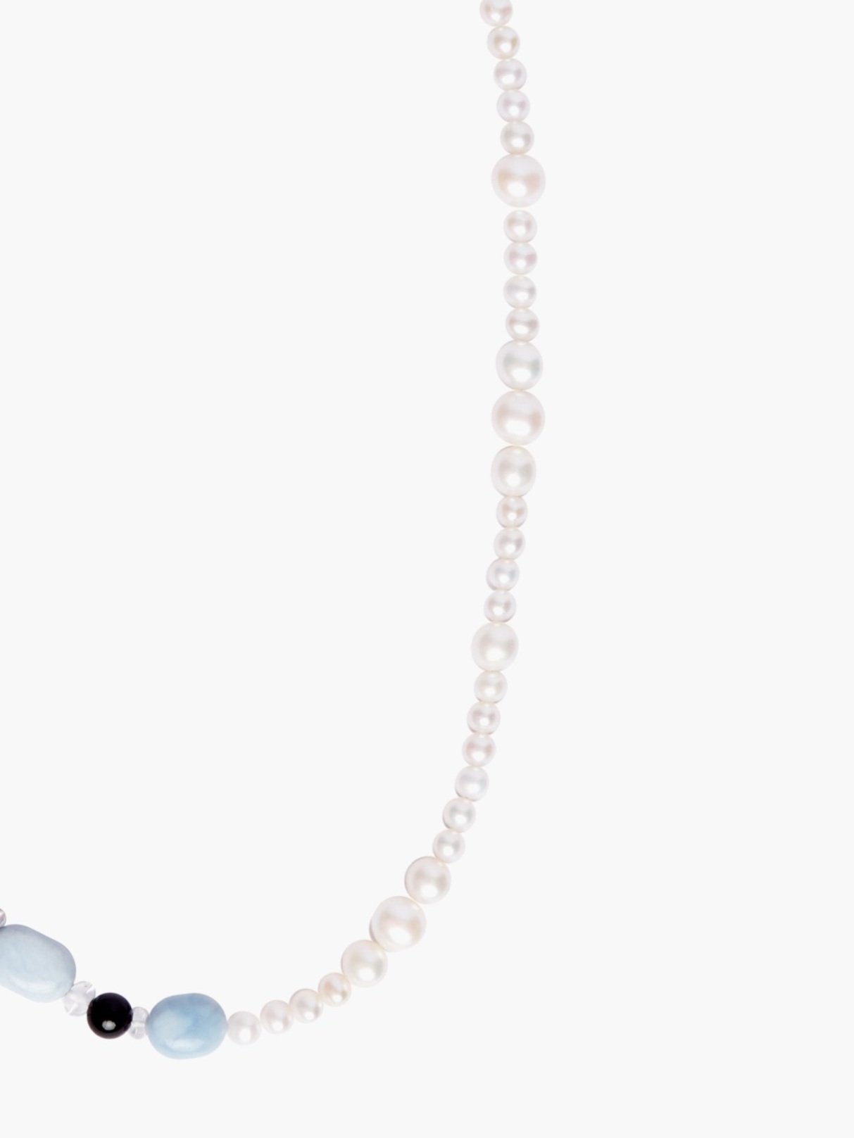 Blue Opal x Onyx x Freshwater Pearl Necklace
