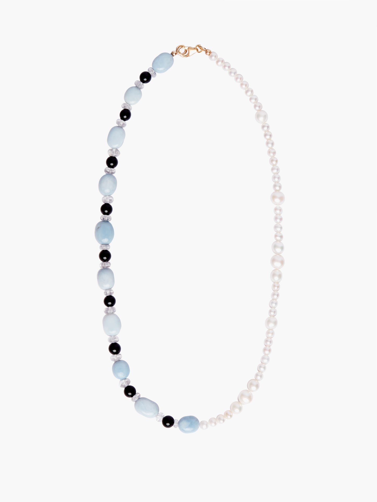 Blue Opal x Onyx x Freshwater Pearl Necklace