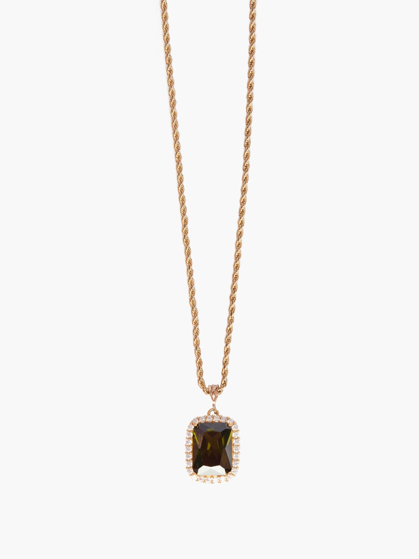 Olive Green Crystal Pendant Necklace