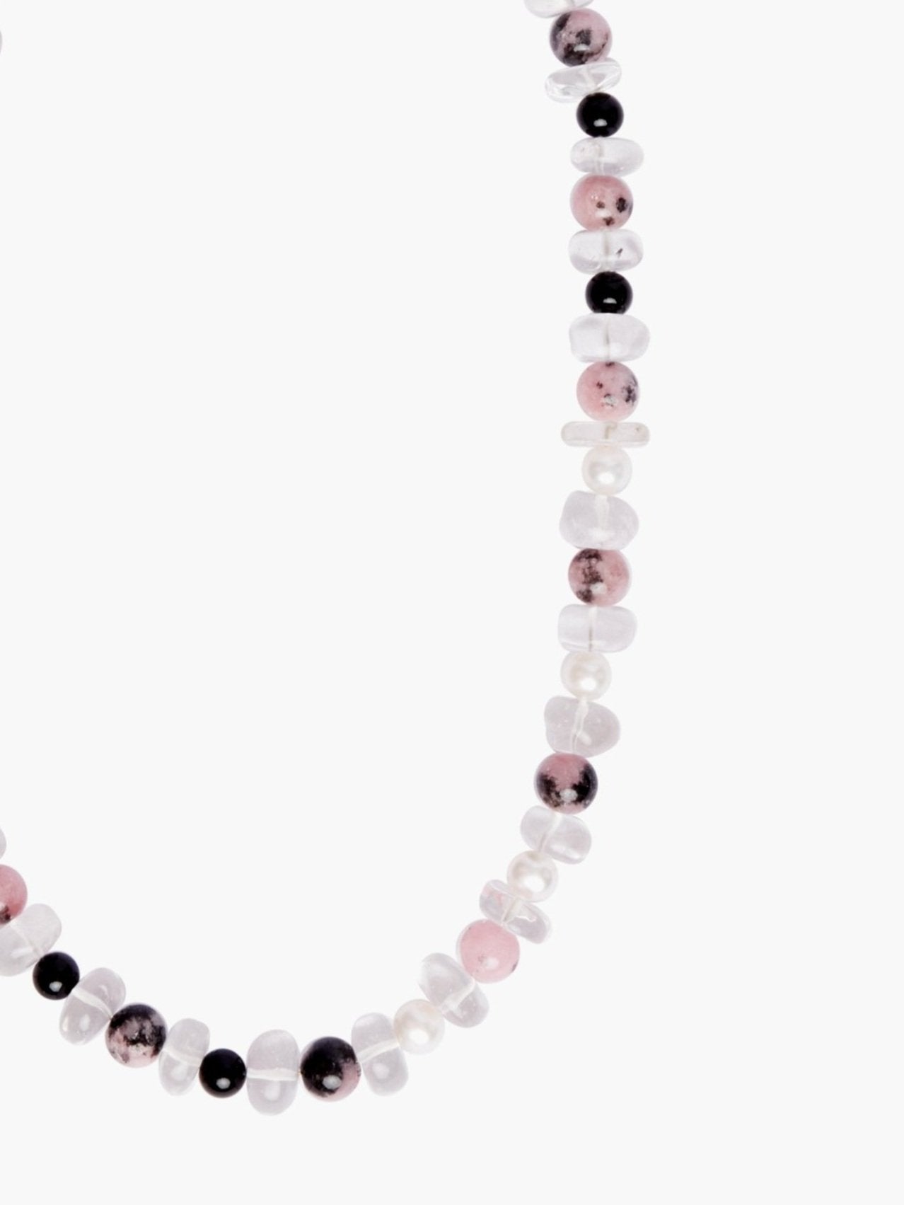 Crystal Quartz x Pink Jade x Onyx Necklace