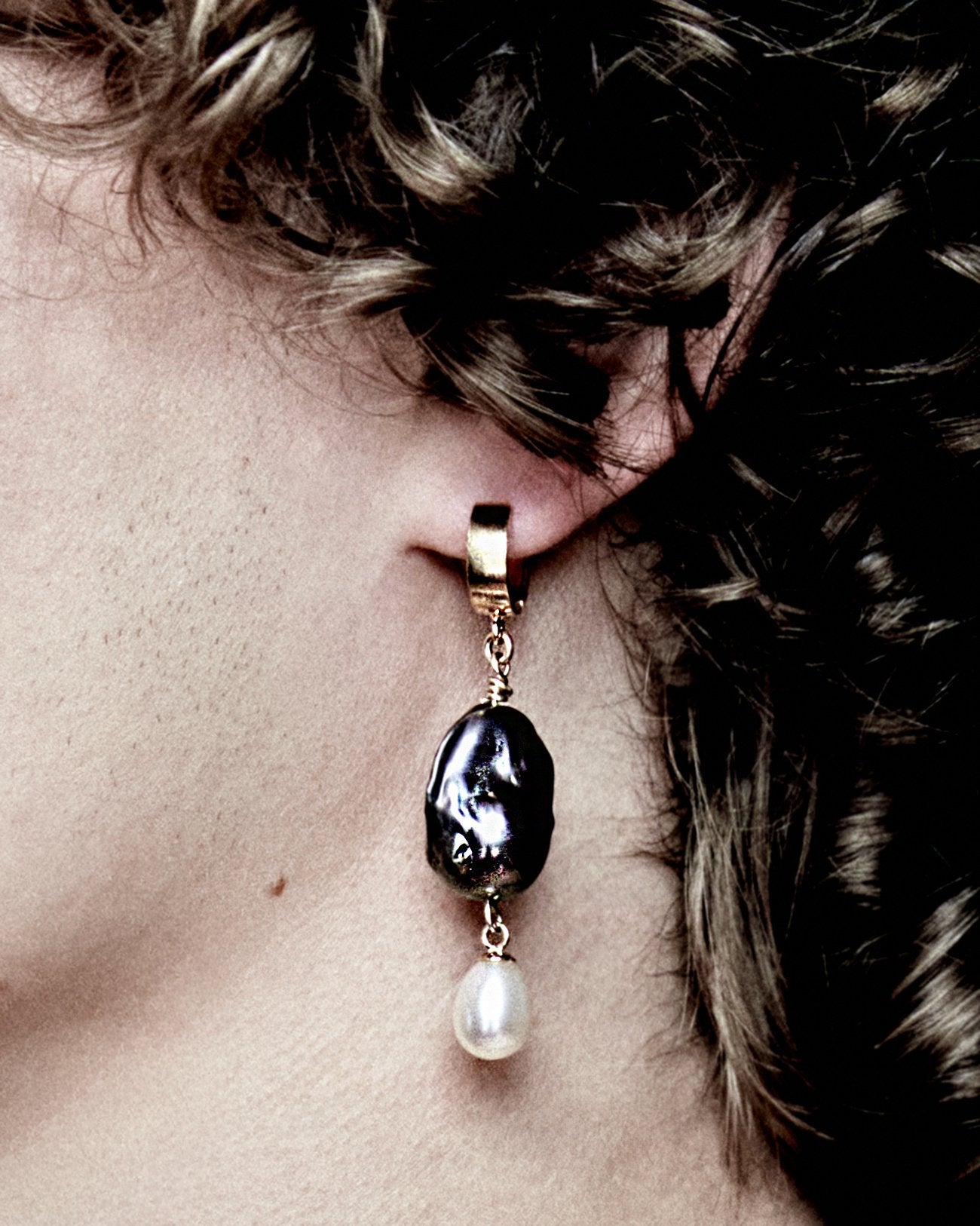 Fireball Pearl Earring with Drop Pearl