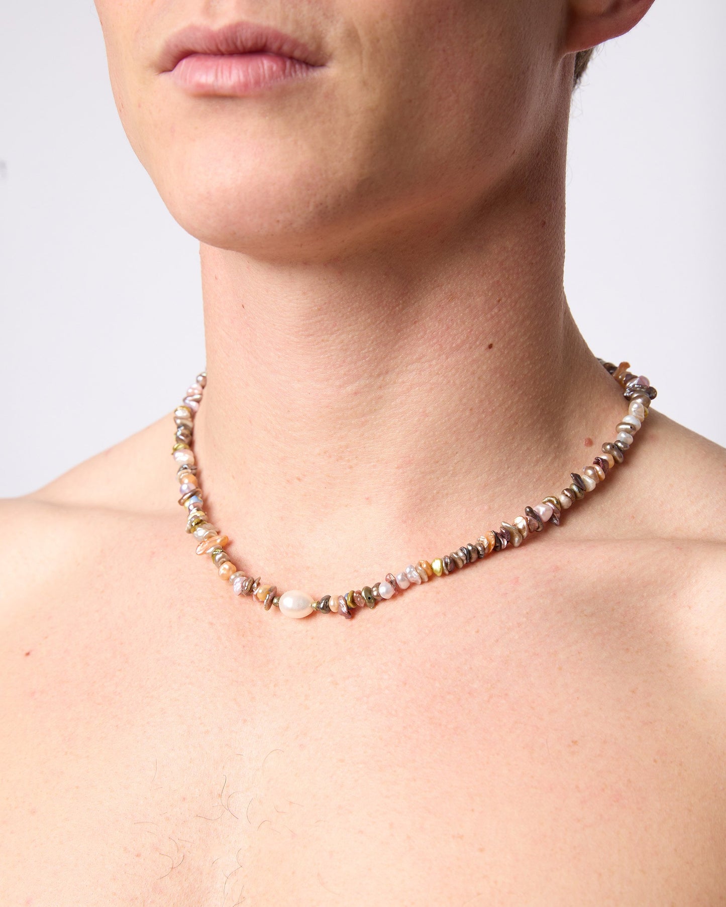 Rainbow Keshi Pearl Necklace
