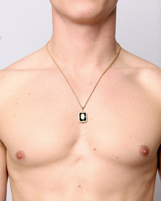 Olive Green Crystal Pendant Necklace