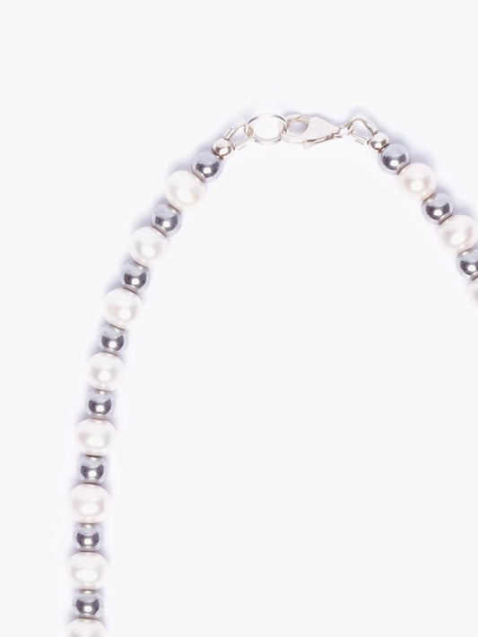 Freshwater Pearl x Hematite Necklace