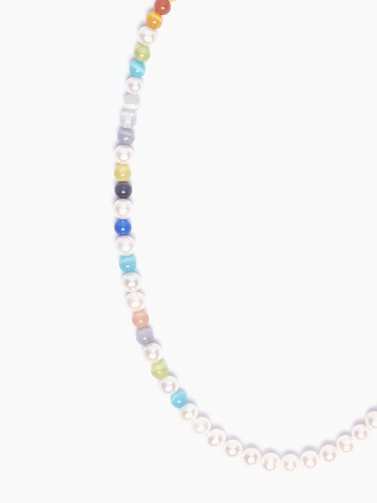 Freshwater Pearl x Multicoloured Agate Bead Necklace