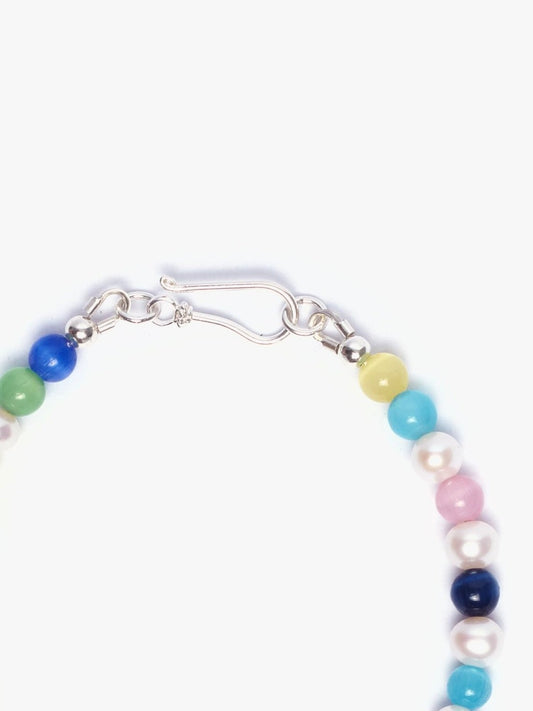 Multicoloured Agate Beads x Freshwater Pearl Bracelet