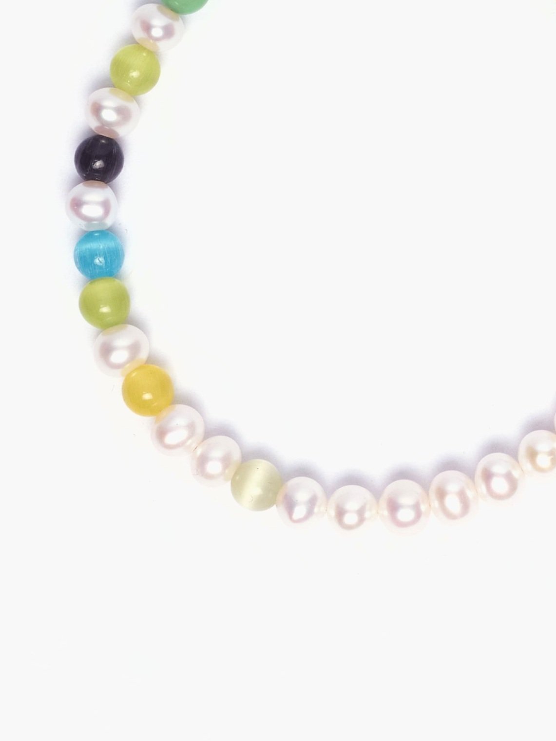 Multicoloured Agate Beads x Freshwater Pearl Bracelet