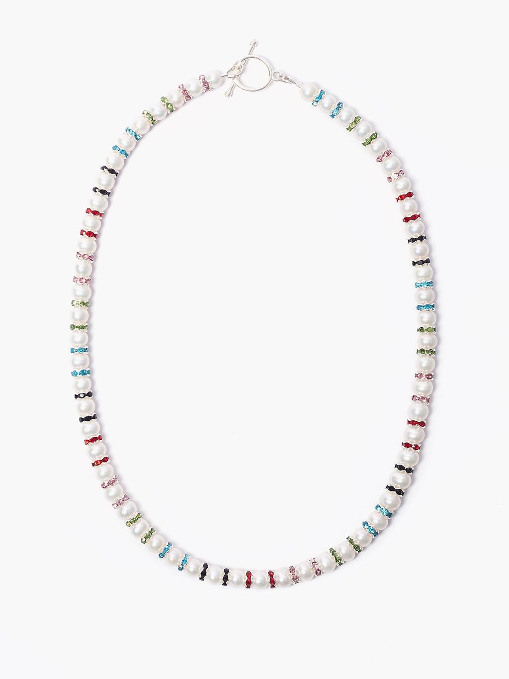 Rhinestone x Glass Pearl Necklace