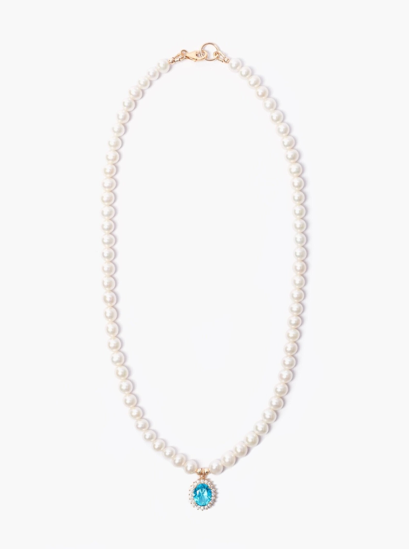 Glass Pearl x Aqua Marine Swarovski Pendant