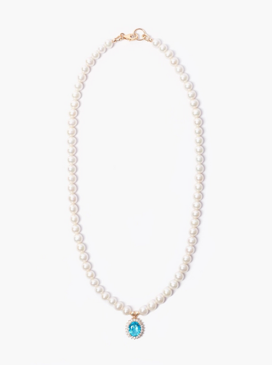 Freshwater Pearl x Aqua Marine Swarovski Pendant