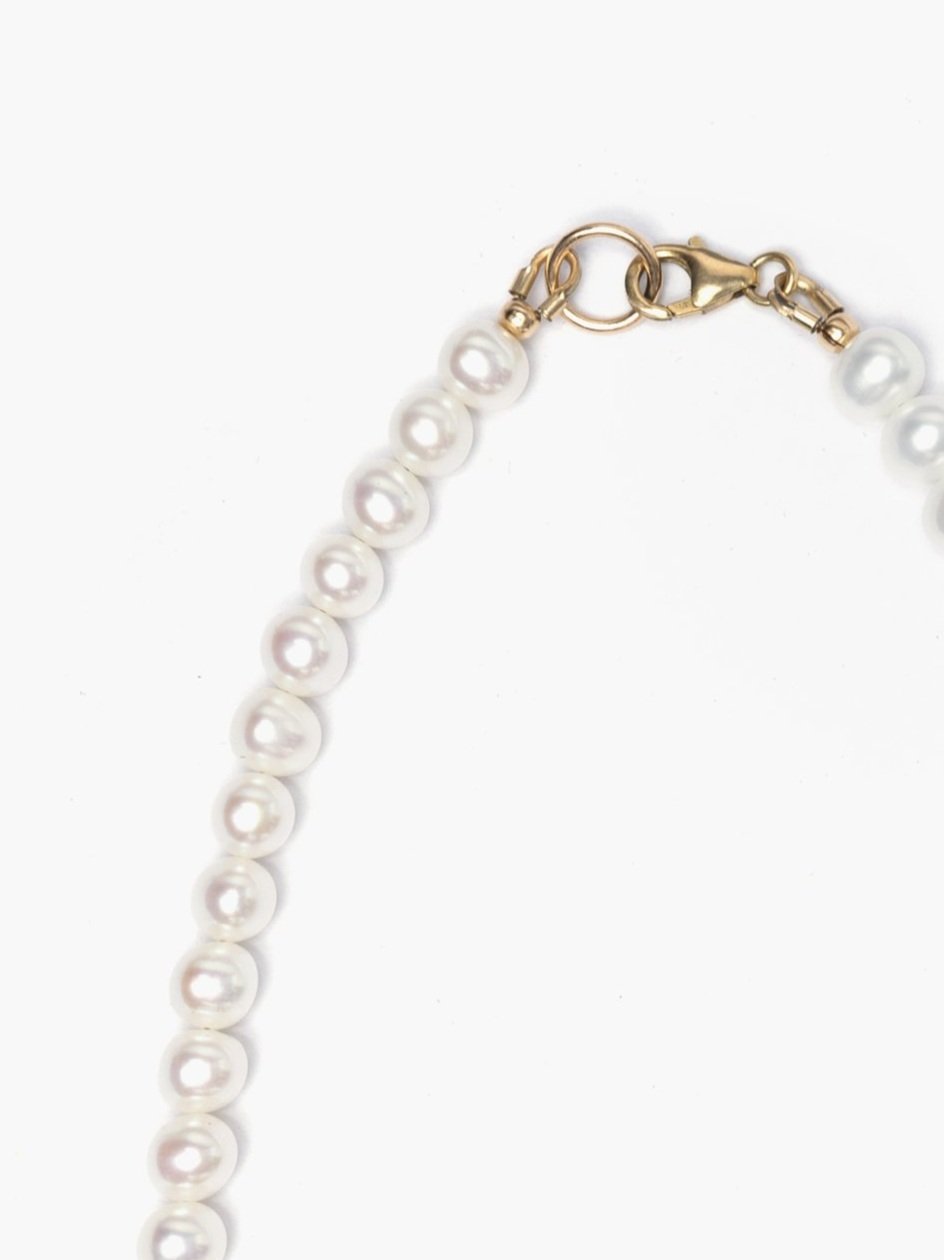 Glass Pearl Necklace x Hot Pink Crystal Pendant
