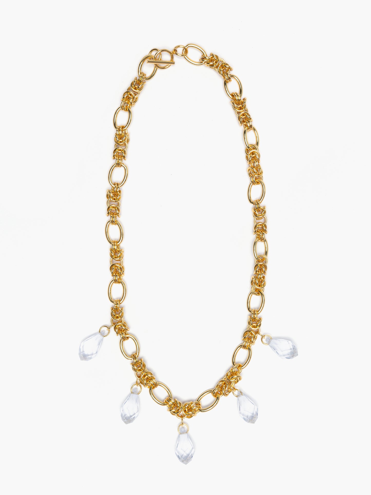 Teardrop Crystal Gold Chain Necklace
