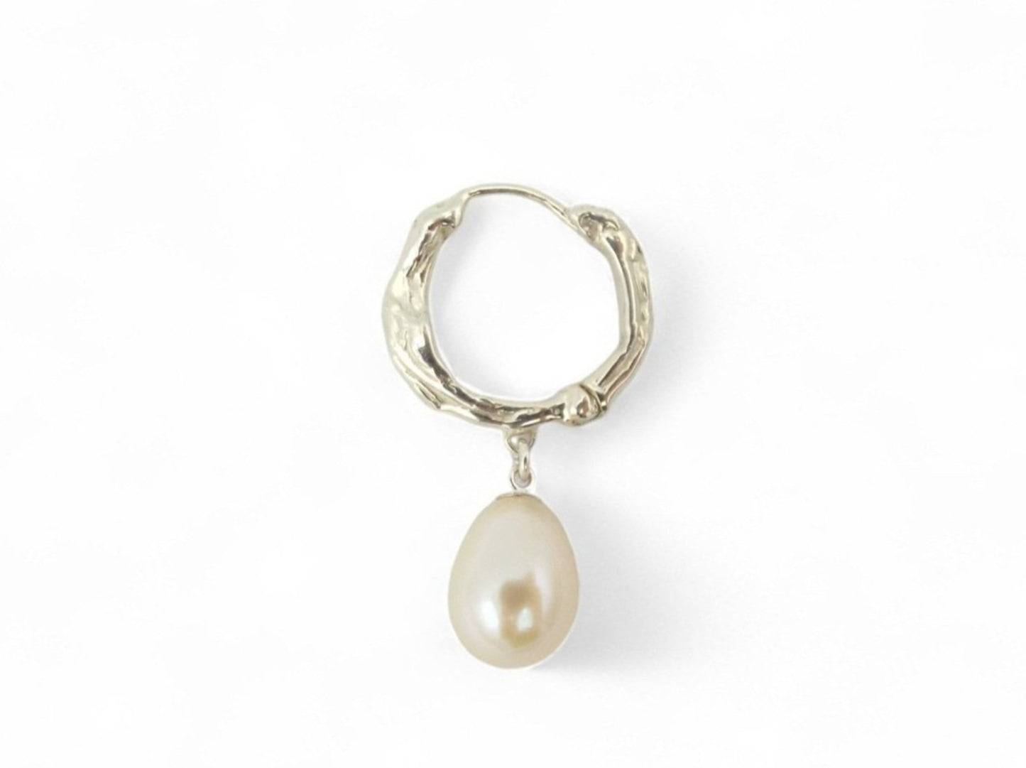 Silver Lava Pearl Hoop Earring