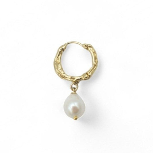 Gold Lava Pearl Hoop Earring