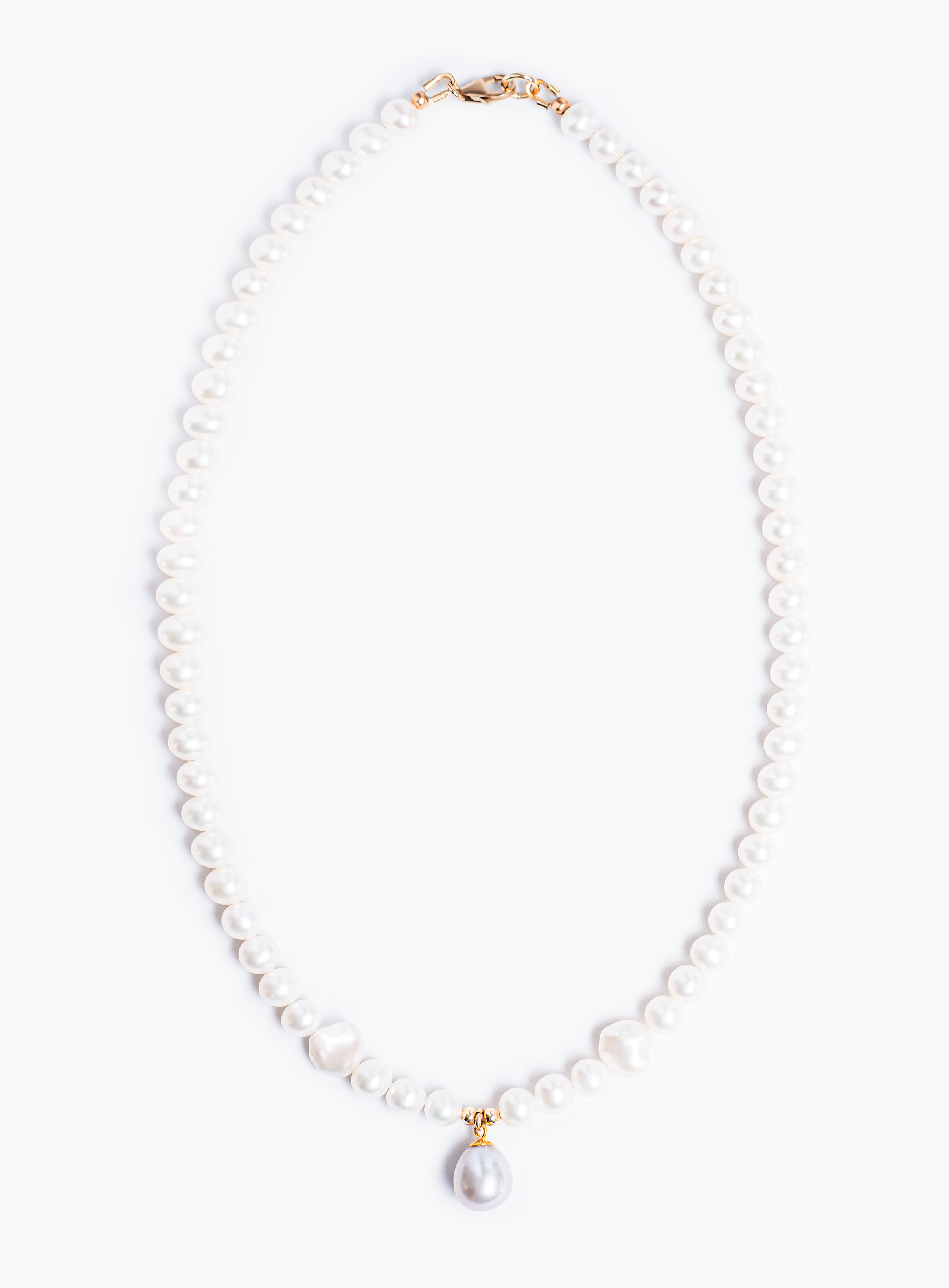Freshwater Pearl x Keshi Pearl Necklace with Drop Pearl Pendant