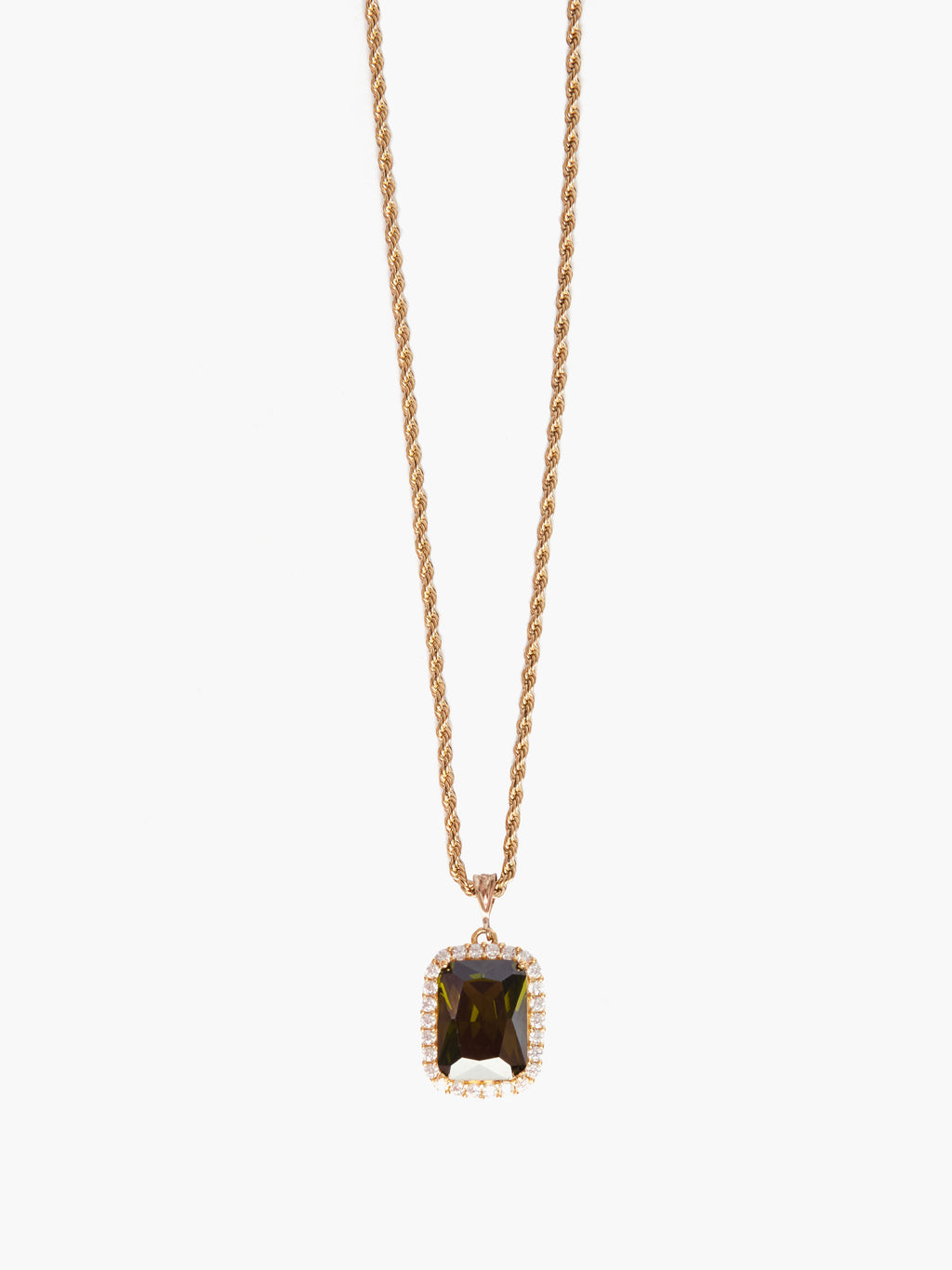 Olive Green Crystal Pendant Necklace