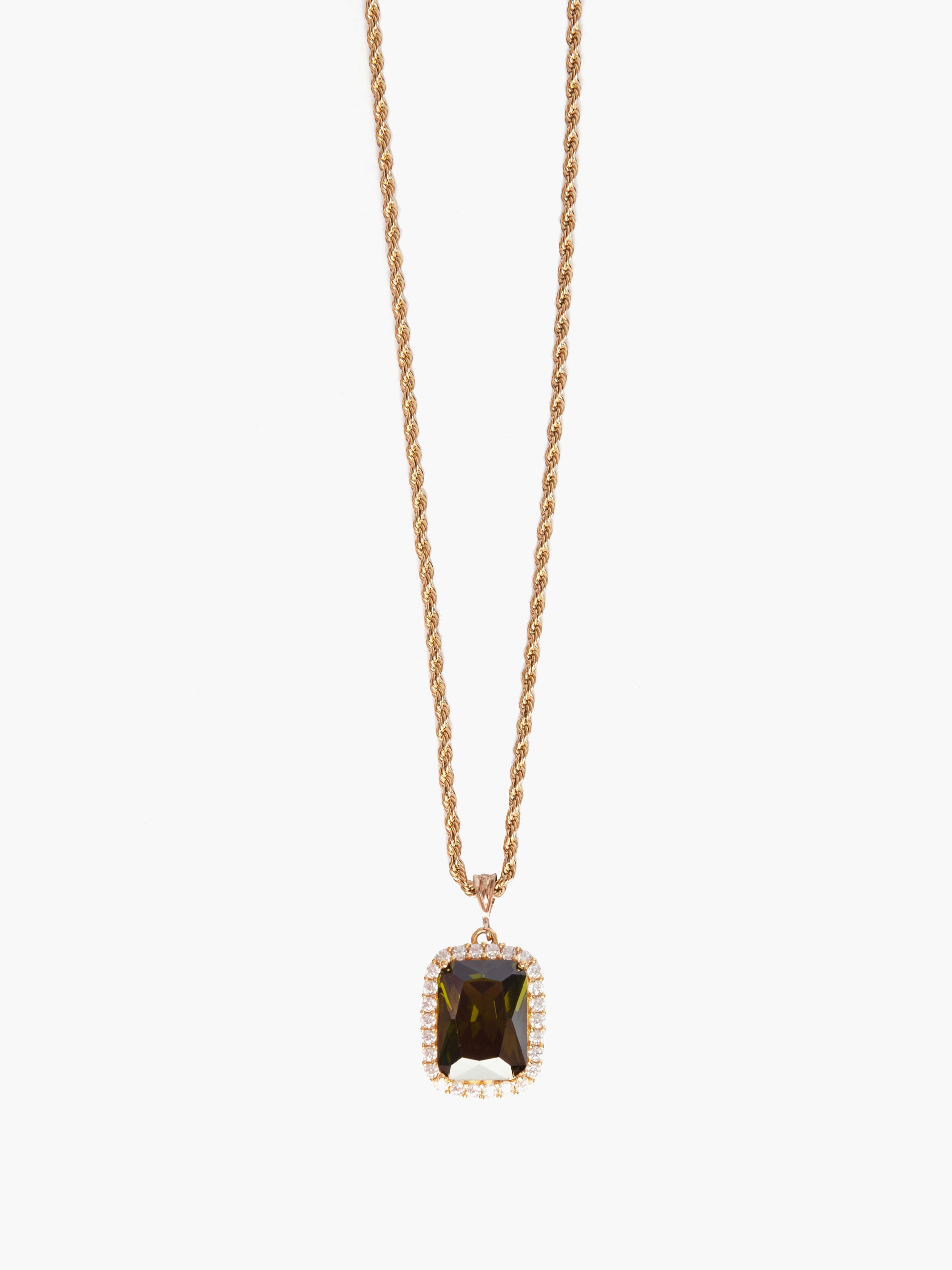 Olive Green Crystal Pendant Necklace