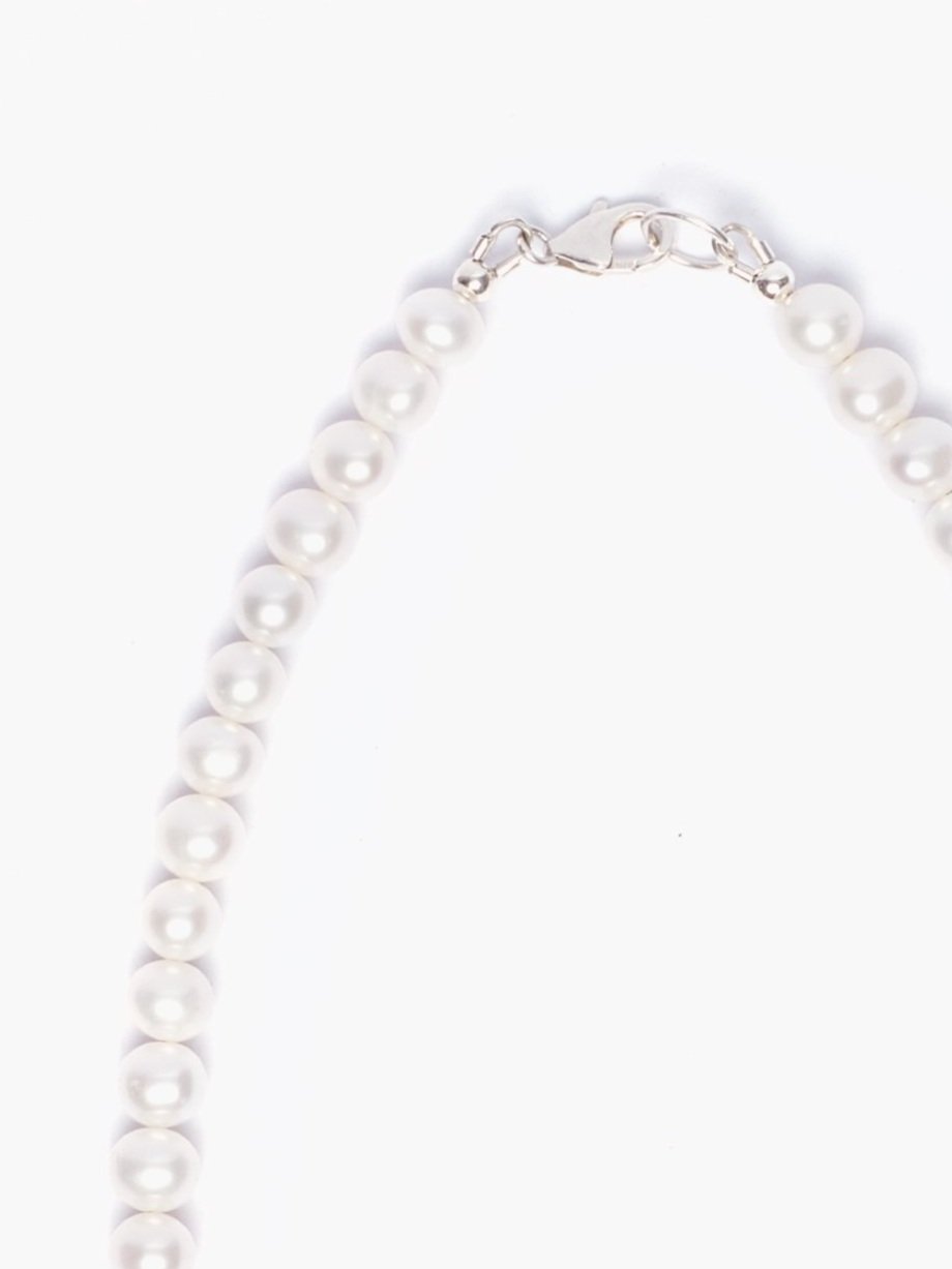 Glass Pearl Necklace x Aqua Blue Pendant