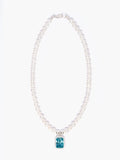Glass Pearl Necklace x Aqua Blue Pendant