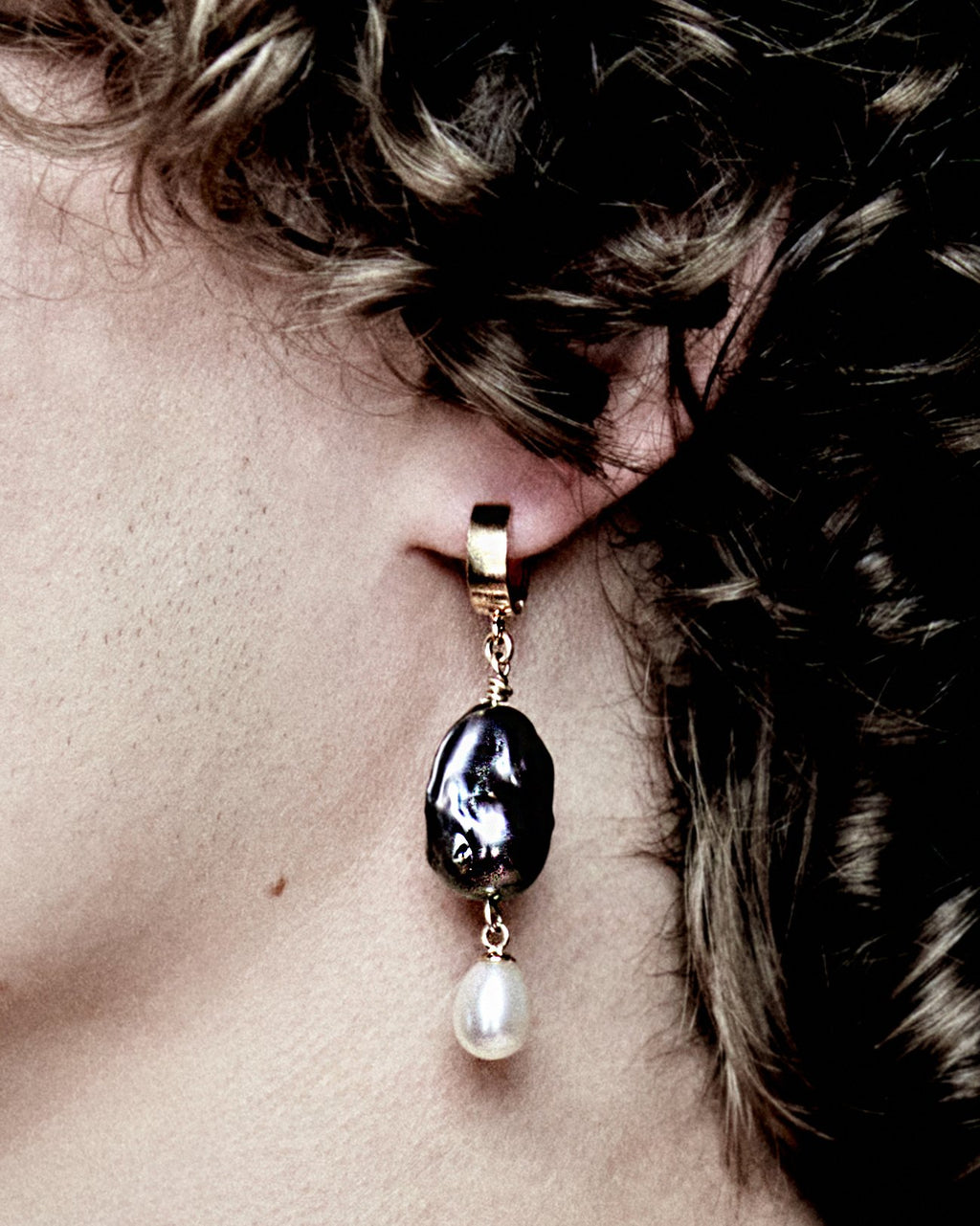 Fireball Pearl Earring with Drop Pearl