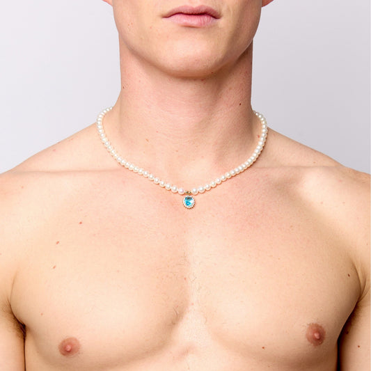 Freshwater Pearl x Aqua Marine Swarovski Pendant