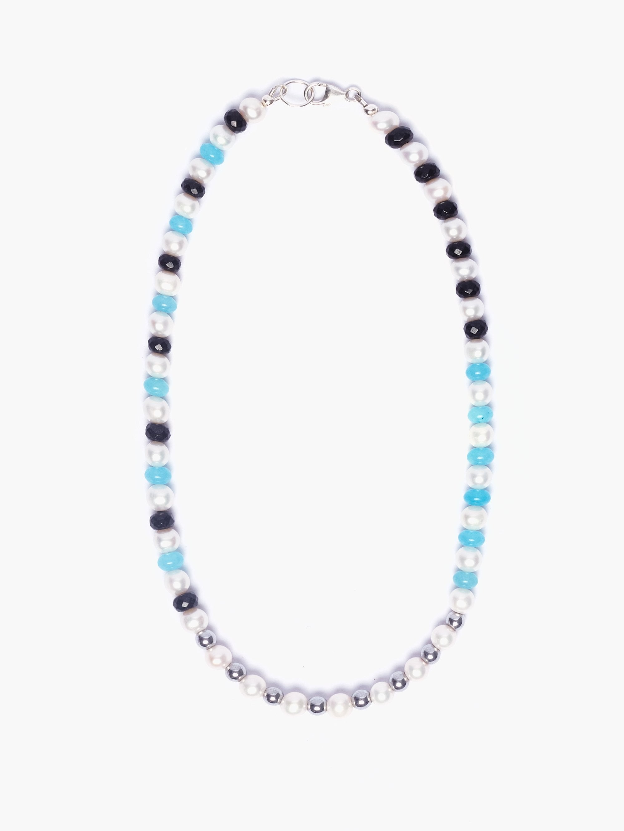 Glass Pearl Necklace x Jade x Hematite