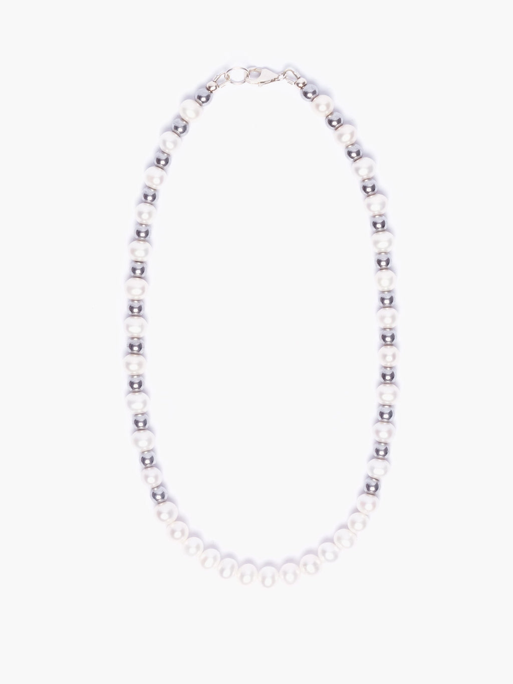 Freshwater Pearl x Hematite Necklace