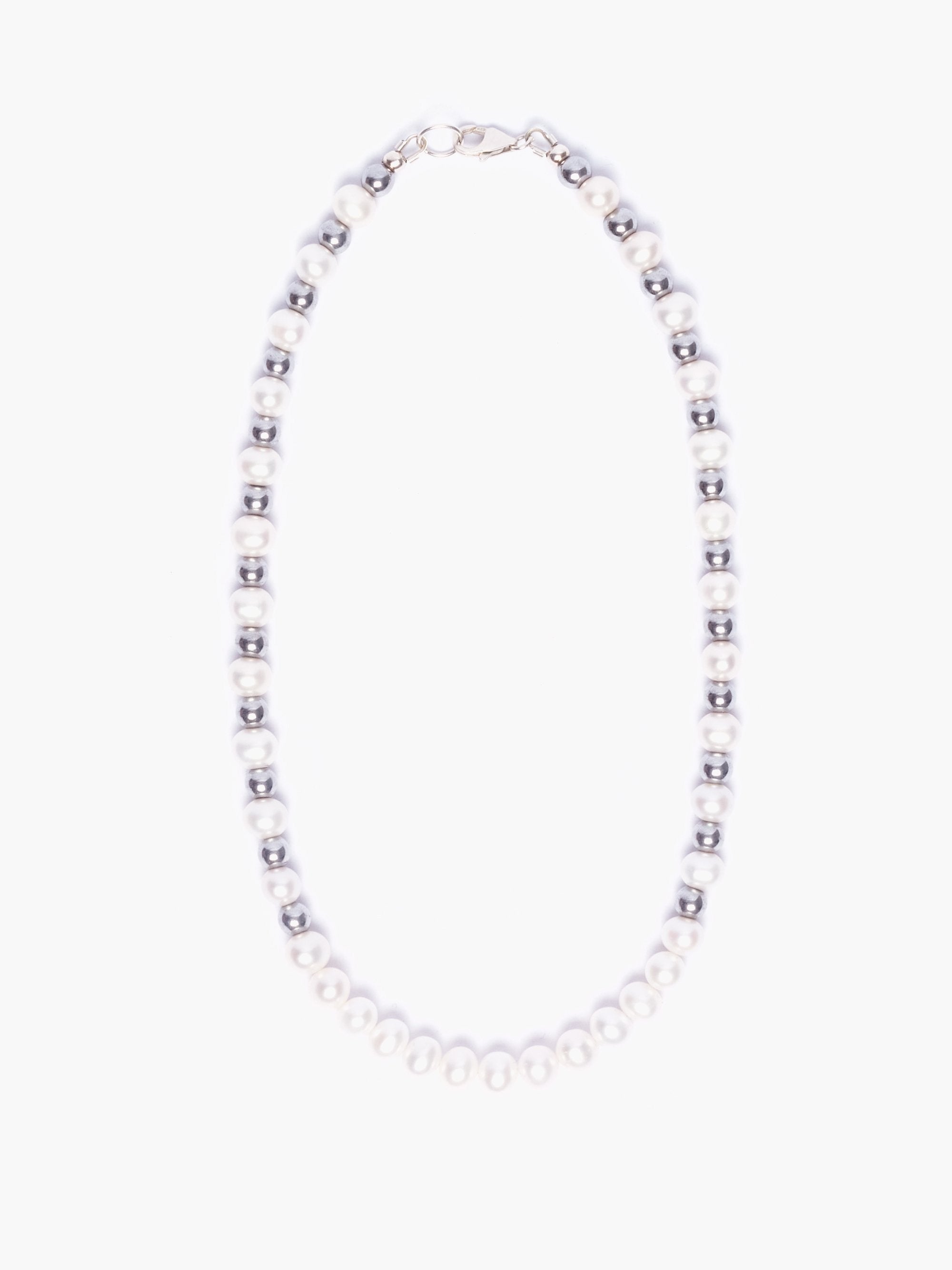 Freshwater Pearl x Hematite Necklace