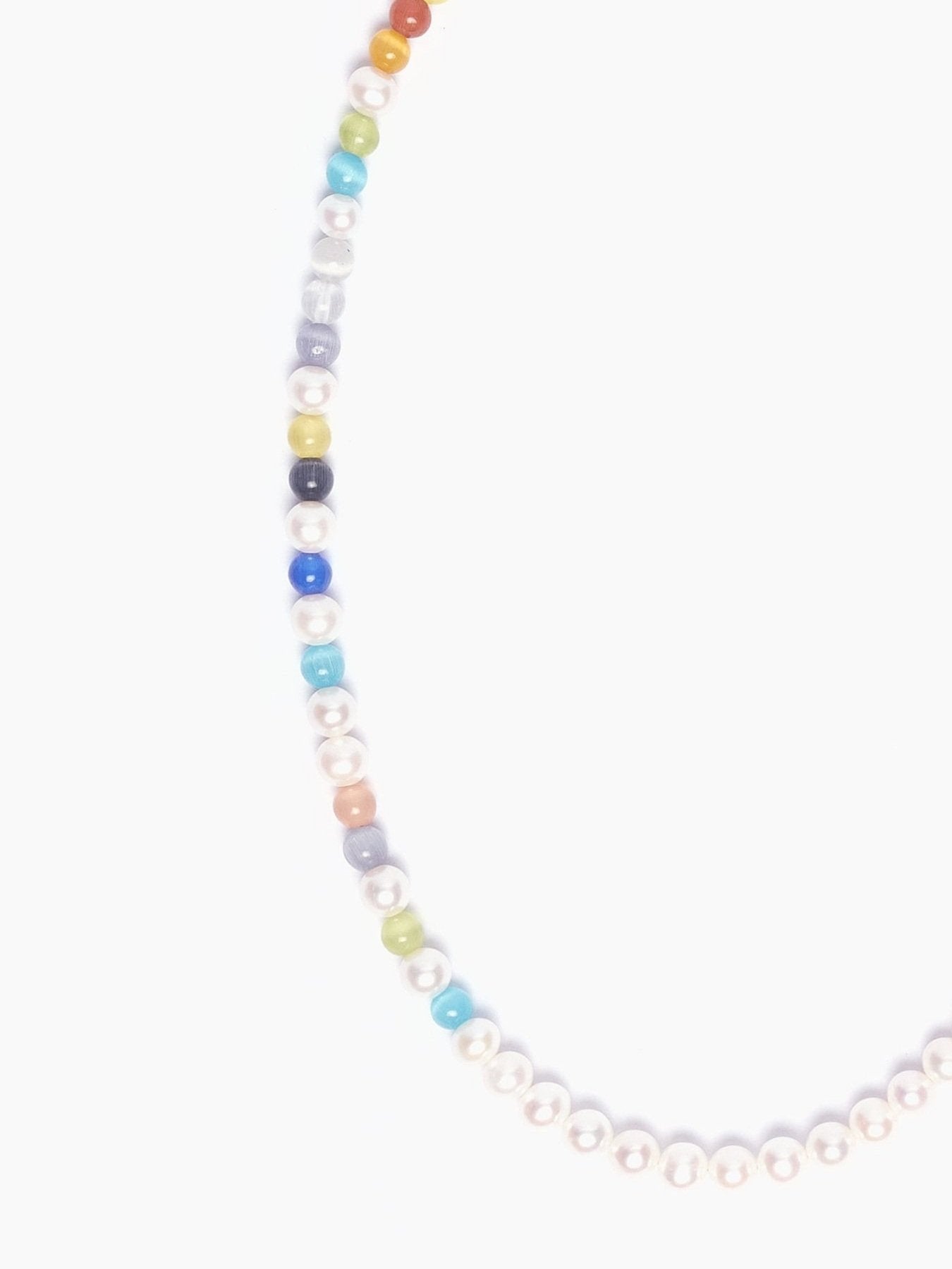 Freshwater Pearl x Multicoloured Agate Bead Necklace