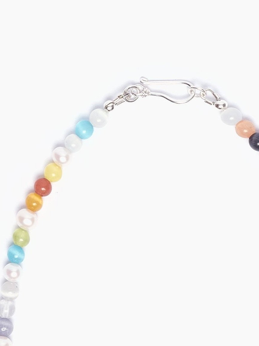 Freshwater Pearl x Multicoloured Agate Bead Necklace